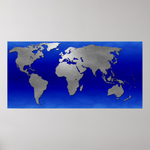 Metallisk jordkarta poster