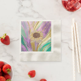  Metallisk konst Solros Pappers präglad Cocktail  Pappersservett