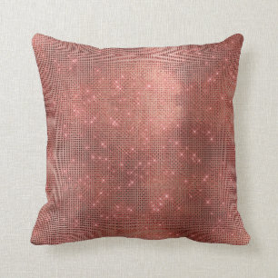 Metallisk kopparfaux Brush Rosa ros Sparkly Kudde