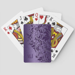 Metallisk Lila Brushed Aluminium Lila Snöre Casinokort