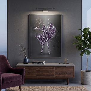 Metallisk lila krombalett dansar dynamisk språngpo poster
