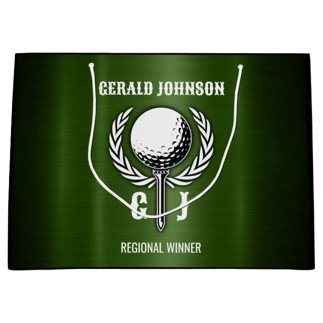 Metallisk Linjer Golf Monogram Design Small Gif (Framsidan)