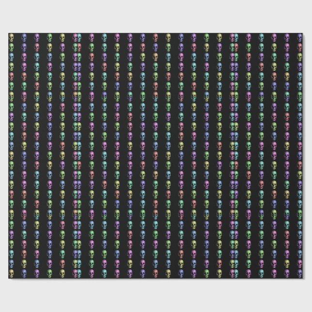 Metallisk-look pastellfärgad människadöskallar presentpapper (Platt)