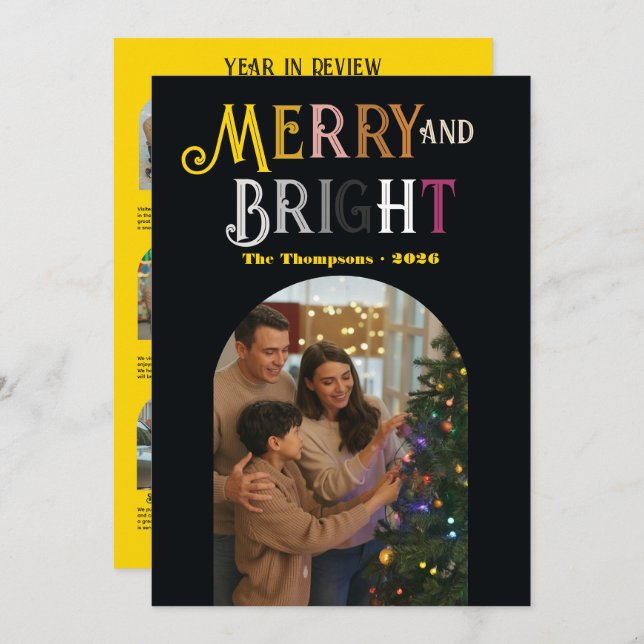 Metallisk Lyx "Årets höjdpunkter" Julbilder Julkort (Fram/baksida)