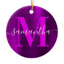 Metallisk Magenta Lila Signatur Monogram Foto