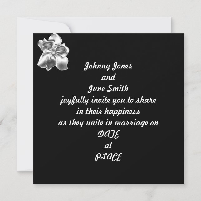 Metallisk Magnolia-blomma på bröllopsinbjudan Meddelande (Framsida)