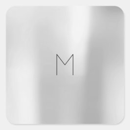 Metallisk, minimal monogram Silver Grått-märkning Fyrkantigt Klistermärke