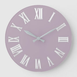 Metallisk, minimala romerska tal Silver Grått Stor Klocka