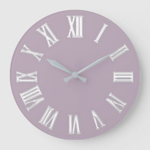 Metallisk, minimala romerska tal Silver Grått Stor Klocka