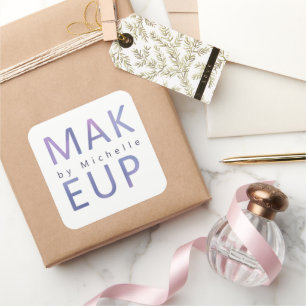 Metallisk modern typografi Makeup Artist Monogram Fyrkantigt Klistermärke
