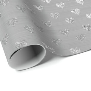 Metallisk Monochromatic Glam för hjärtasilvergr Presentpapper