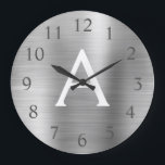 Metallisk monogram Namn och inledande Silver Stor Klocka<br><div class="desc">Silver faux Metallic Monogram Namn och första servarurådan. Wall Clock ger perfekten till någon som kärlek silver rostfritt stål.</div>