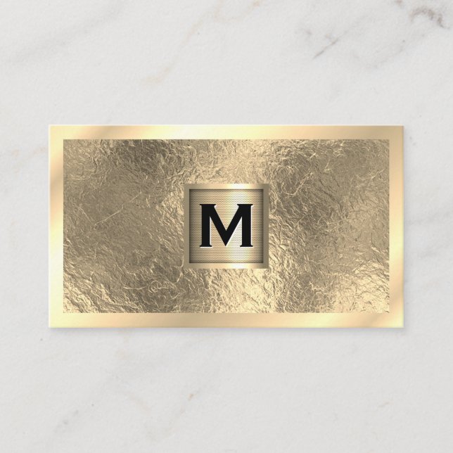 Metallisk monogrambanderoll | Guld Gräns | Guld Fo Visitkort (Framsida)