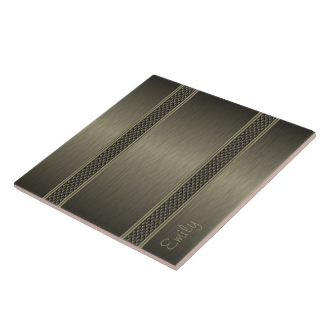 Metallisk, Mörk grönt, brushaltig aluminiumutsikt Kakelplatta (Sidan)