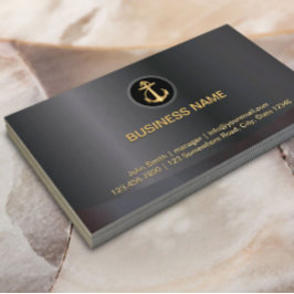 Metallisk Mörk i Modern Guld Anchor Classy Visitkort