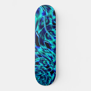 Metallisk och krokad illusion, blå till grönt-bi mini skateboard bräda 18,5 cm