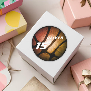 Metallisk Orange Basketball Boll Birthday Runt Klistermärke
