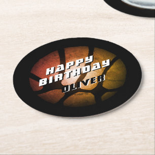 Metallisk Orange Basketball Boll Birthday Underlägg Papper Rund