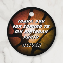 Metallisk Orange Basketball Boll Tack på födelseda Gåvor Etiketter
