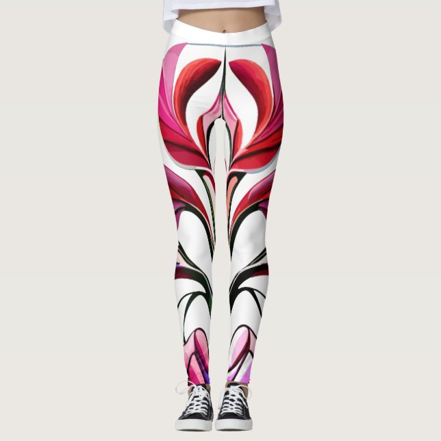 Metallisk Orchid: Rosa och Gult Extravaganza Leggings (Framsida)