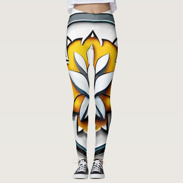 Metallisk Orchid: Rosa och Gult Extravaganza Leggings (Framsida)