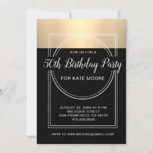 Metallisk platinum Guld 50:e Födelsedagsfesten Inbjudningar