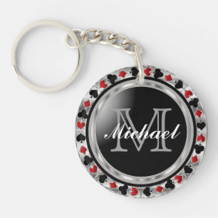 Metallisk Poker-design för silver Monogram