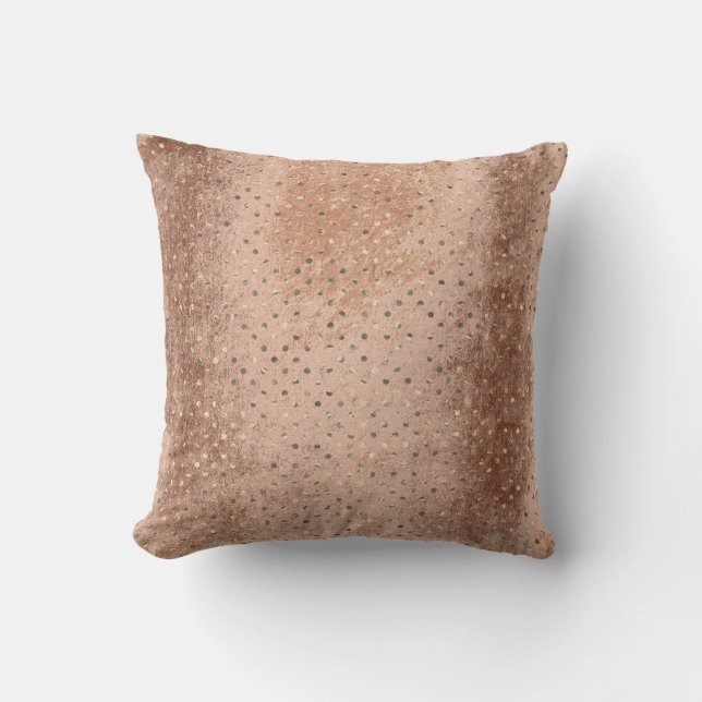 Metallisk Polka dots av koppargrungy Ro Guld Kudde (Framsida)