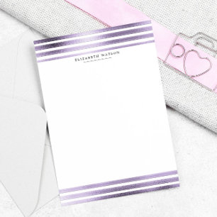 Metallisk Rand Lila Modern Monogram Stationery Brevpapper