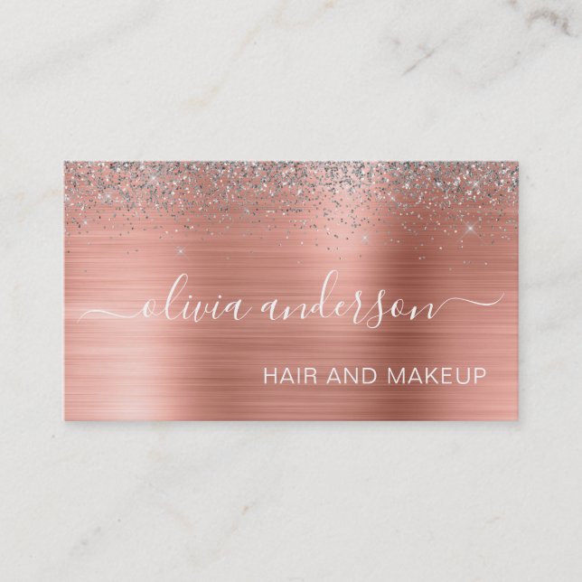 Metallisk ro-Guld-Glitter-Hair Makeup-Silver Visitkort (Framsida)