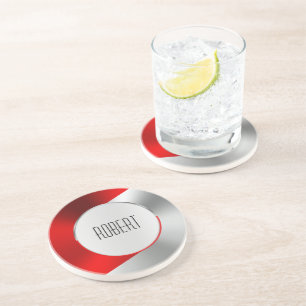 Metallisk röd och silver-geometrisk utformning und underlägg