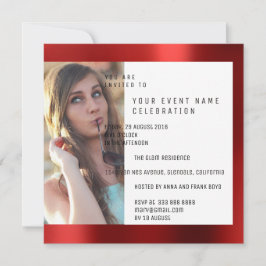 Metallisk röd Ruby för brudens sidaFoto geometri Inbjudningar