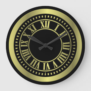 Metallisk romersk numerals Clock Ansikte - Gult Stor Klocka