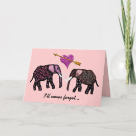 Metallisk Rosa Elephants Valentine Cards Helgkort