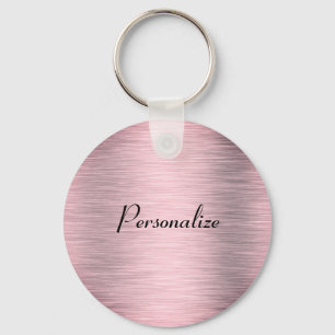 Metallisk Rosa Guld Classic Round Sticker Nyckelring