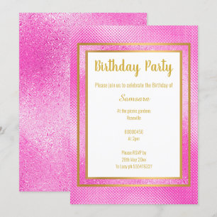 METALLISK ROSA & GULD LAYERED EMBOSSED BIRTHDAY INBJUDNINGAR