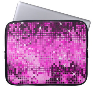 Metallisk Rosa Sequins tittar på Disco Spegel Blin Laptop Sleeve