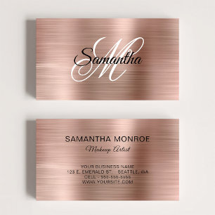 Metallisk Roséguld Fancy Monogram Visitkort