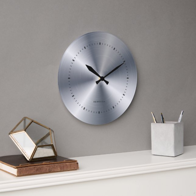 Metallisk Rostfri Stålstruktur Anpassad Monogram Stor Klocka (Kontor)