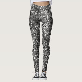 Metallisk sekvin i silver leggings
