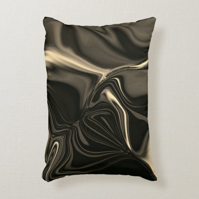 Metallisk sepia kurvor över mörkens bakgrund prydnadskudde (Framsidan(Vertikal))