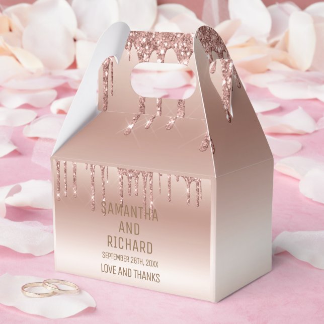 Metallisk Shine i Glitter Guld Presentaskar (Bröllop)