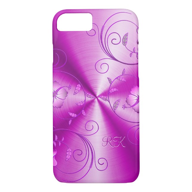 Metallisk Shock rosa med Blommigt Case-Mate iPhone Skal (Baksida)