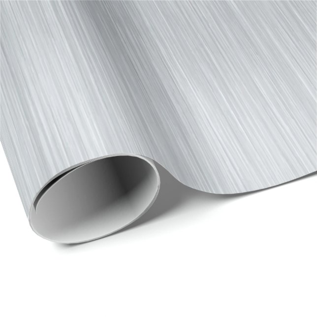 Metallisk silver borstad aluminium struktur presentpapper (Rullad Hörn)