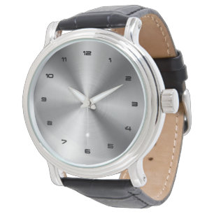 Metallisk silver-grått-bakgrund armbandsur