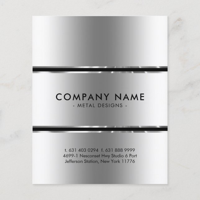 Metallisk Silver-Grått och svart Rand Flygblad (Baksidan)