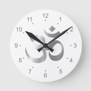 Metallisk Silver om Symbol-rund klocka