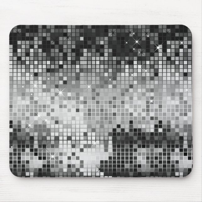 Metallisk Silver-sequins tittar på Disco Spegel Bl Musmatta (Framsidan)