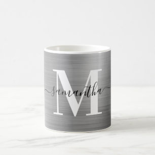 Metallisk Silver Signaturmonogram Kaffemugg
