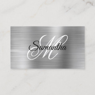 Metallisk Silverfolie Fancy Monogram Visitkort